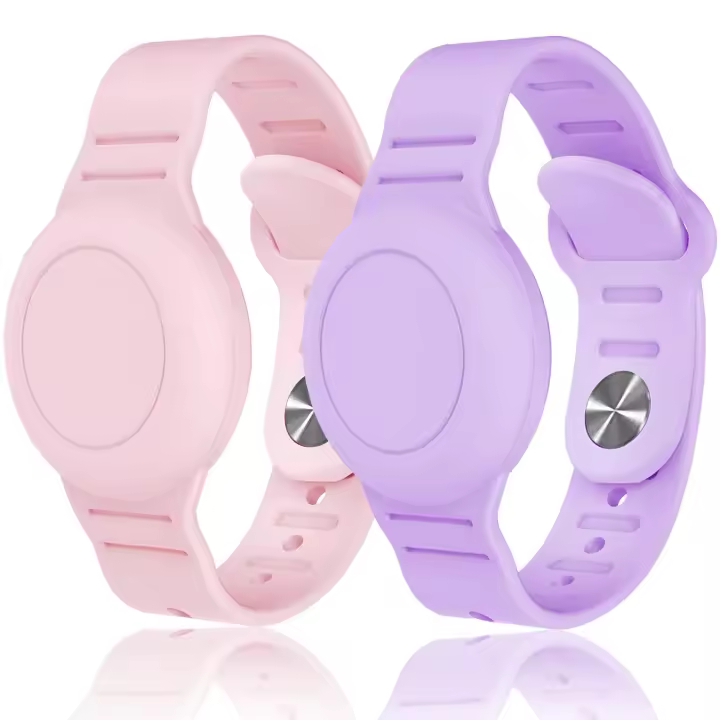 Pulsera Airtag impermeable para niños compatible con Apple AirTag, funda protectora de silicona oculta para soporte de rastreador GPS Air Tag, correa de reloj antipérdida ajustable para niños pequeños - 1
