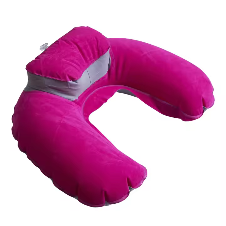Almohada inflable para viaje en avión, cojín para cuello, cabeza, Barbilla, siesta, Oficina - 1
