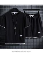 Conjunto De Verano Para Hombre Camiseta Y Shorts Deportivos Casual Color Sólido Talla Grande Estilo Libre Sin Cierre - details 8