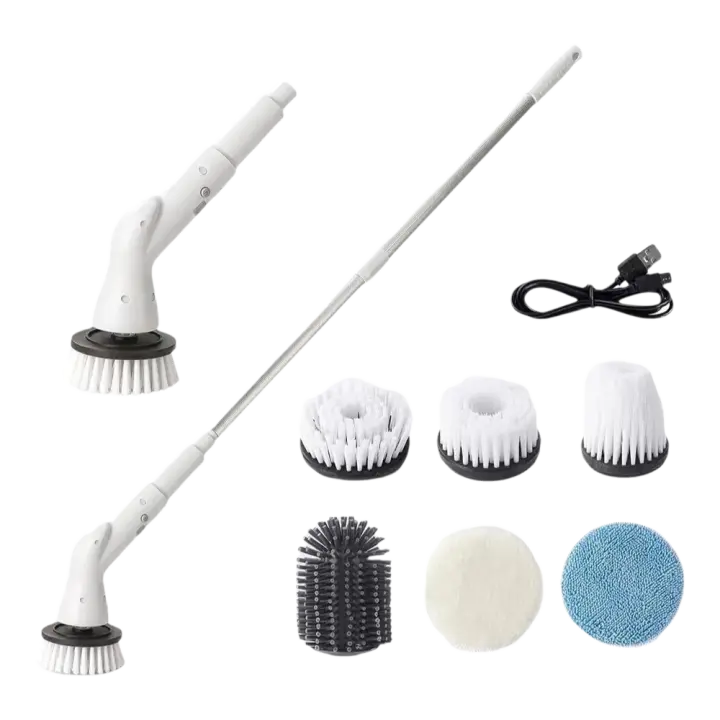 Dispositivo de limpieza giratorio eléctrico inalámbrico 6 en 1 para ducha, cocina y baño - 1