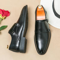 Zapatos de monje con doble hebilla para hombre, calzado de vestir, color marrón y negro, novedad - details 1