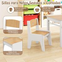 Juego de mesa de arte y actividades para niños, mesa de manualidades con 2 sillas, rollo de papel, estantes y 4 cestas de tela, para niños en la sala de juegos (gris) - details 10