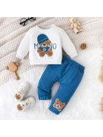 Conjunto de Ropa para Bebé de 3 a 24 Meses Camiseta de Manga Larga con Estampado de Osito de Dibujos Animados Pantalones Azules Marinos Juego de Ropa Infantil - details 13