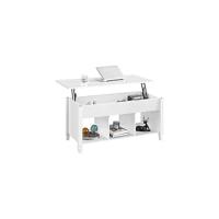 Mesa Centro Elevable de Madera Mesa de Café para Salón con Revistero Mueble de Diseño Moderno 104,5 x 49,5 x (49-61,5) cm Blanco - details 7