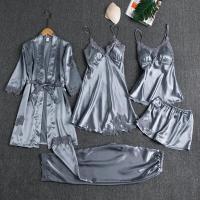 Conjunto de Noche de Seda con Encaje de Satén Camisón de Noche con Cuello en V - details 3