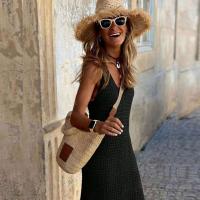 Vestido de blusa de bikini de chaleco largo hueco de punto de color sólido de ropa de playa para mujer - details 15
