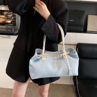 Bolso de hombro vaquero con cierre de cerrojo Simple, bolso elegante Vintage de gran capacidad para axila, bolso de mano informal de PU elegante para mujer - details 10