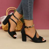 Tacones de Tacón Alto con Detalle de Cuentas Diseño de Punto Abierto, Cierre de Hebilla, Comodidad de Suela de Goma, Uso Todas las Temporadas - details 5