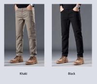Pantalones informales ajustados para hombre, novedad de otoño, pantalones clásicos de marca rectos de negocios cómodos elásticos de color negro puro para hombre - details 3