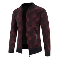 Abrigo de punto con bloques de Color para hombre, suéter informal grueso que mantiene el calor, cárdigan de rejilla de moda de lana para otoño e invierno - details 2