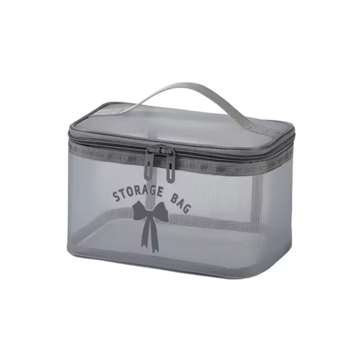 Bolsa de cosméticos de malla transparente Simple, bolsa de aseo de mano transpirable, bolsa organizadora de maquillaje lavable de gran capacidad para exteriores - 1