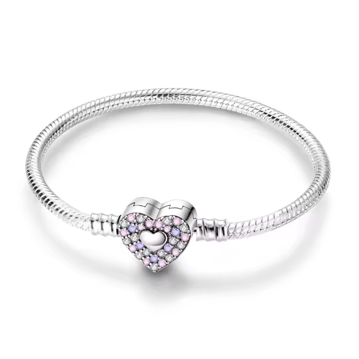 Pulsera de circón, en forma de corazón, collar de cuentas de amor eterno de plata, colgante, joyería exquisita para mujeres y niñas - 1