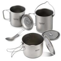 Lixada - maceta colgante portátil de titanio ultraligera, 900 ml/1600 ml, con asa plegable con tapa, utilizada para acampar al aire libre, hacer senderismo, - details 9