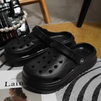 Zuecos de plataforma calados para mujer, sandalias de playa antideslizantes de verano 2025, zapatillas de suela gruesa a la moda para mujer, calzado para jardín Eva - details 11