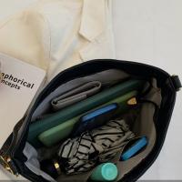 Bolso de hombro Vintage para mujer, bandolera de cuero PU de Color sólido, sencillo, con correa ancha, para ir de compras - details 15