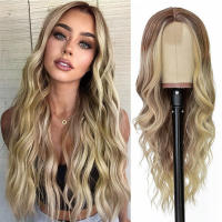 Pelucas de Cabello Dorado Ondulado Largo Diseño de Gradiente Europeo-Americano - details 5