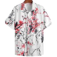 Camisa hawaiana con estampado de hojas para hombre, cárdigan vintage, floral, retro, social, hawaiana, Haruku, moda coreana, - details 11