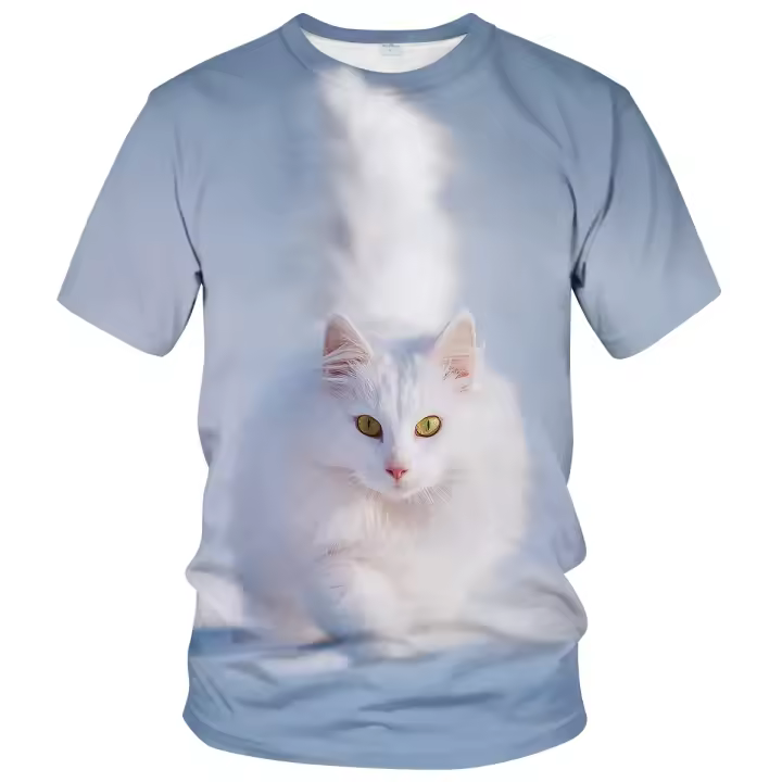 Camiseta con estampado 3D de gato para hombre y mujer, camiseta de manga corta con patrón de serie animal, novedad - 1