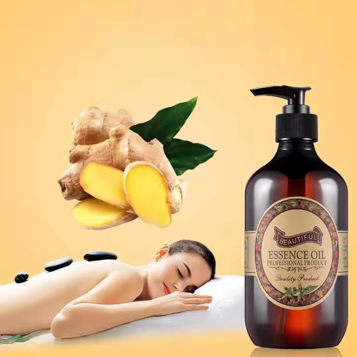 Aceite esencial de masaje térmico de jengibre de 500ml, calor para todo el cuerpo, empuje para tomar el aceite corporal para raspar Tongluo frío, promueve el metabolismo - 1