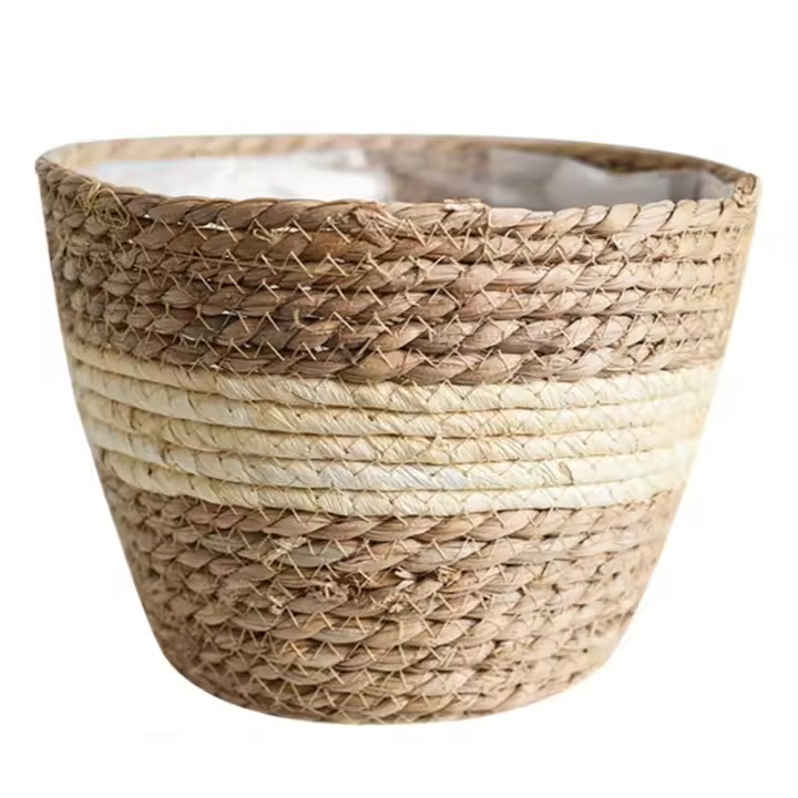 Maceta de paja nórdica para flores, maceta artesanal tejida, flores, hierba, decoración del hogar, macetas de flores, cesta de plantas, contenedores de plantas - 1