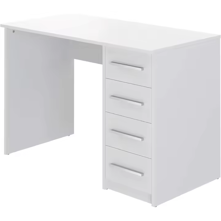 Escritorio moderno para oficina en casa, escritorio para PC con 4 cajones, fácil montaje, 142 x 279 x 187 cm, color blanco - 1