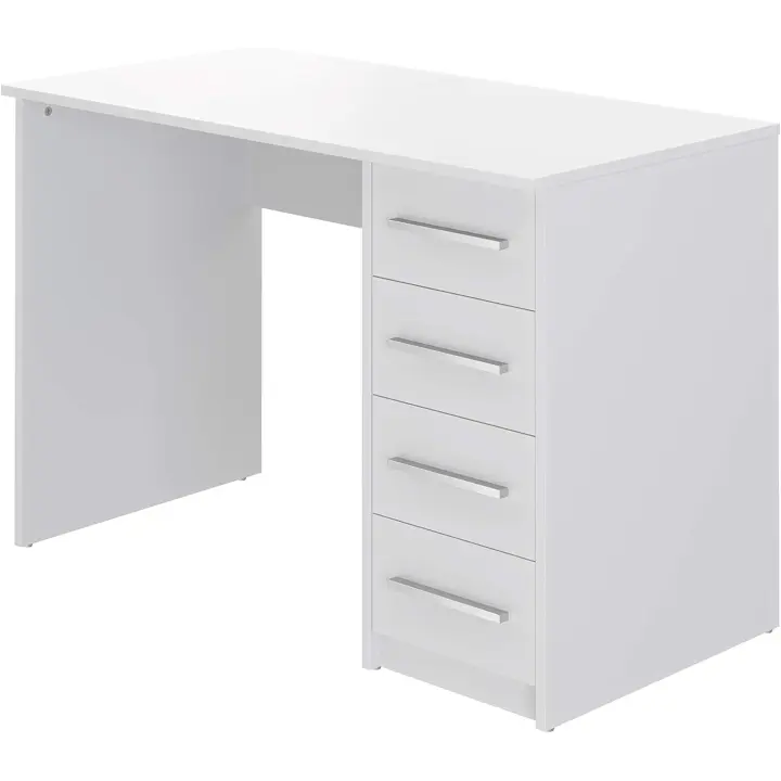 Escritorio moderno para oficina en casa, escritorio para PC con 4 cajones, fácil montaje, 142 x 279 x 187 cm, color blanco - 1