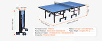 SucceBuy Mesa de Ping Pong, Tenis de Mesa Profesional, MDF Interior, Plegable con Red de Sujeción Rápida, Ruedas Bloqueables, Tableros de 25 mm - details 5