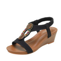 Sandalia Sandalias romanas Tacón inclinado para mujer 2025 Verano Nuevo Estilo de hadas Ropa de abrigo de moda Playa de moda - details 1