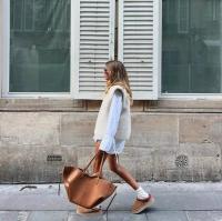 Solid color tote bag for women cow leather material underarm bag fashion so - details 7
