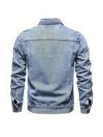 Chaqueta vaquera desgastada informal para hombre, abrigo con solapa de estilo callejero con múltiples bolsillos - details 10