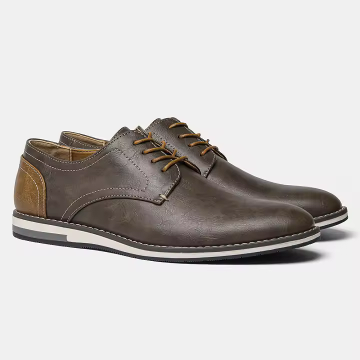 Zapatos individuales para hombre, zapatos casuales transpirables a juego con el color, cómodos zapatos casuales de cuero - 1