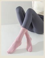 3 pares de calcetines de yoga sólidos para mujer, calcetines de yoga transpirables de algodón a media pantorrilla, calcetines deportivos antideslizantes con volantes para el suelo - details 13
