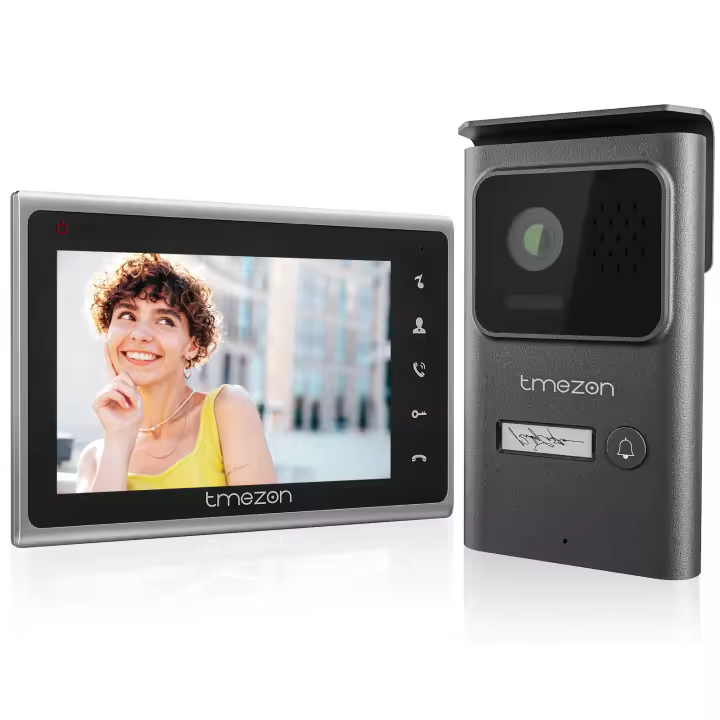 TMEZON-sistema de intercomunicación para timbre de puerta, videoportero de 2 cables, monitor de 7 pulgadas con timbre con cable, botón táctil, instantánea/grabación - 1