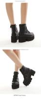 Dropshipping Logo estilo gótico Punk zapatos altos gruesos tacones grandes negros botines de mujer - details 6