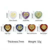Piedras de Chakra en forma de corazón, cristal curativo Reiki con símbolos de Chakra grabados, meditación, equilibrio, piedra de Palma caída, juego de 7 - details 0