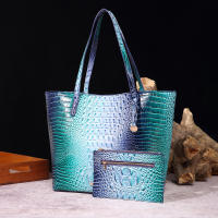 Nuevo europeo y americano transfronterizo Amazon estación independiente portátil tote madre retro bolso de las mujeres multicolor Brahman patrón de cocodrilo - details 20