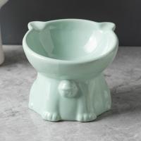 Dispensador de alimentos, cuenco de cerámica para gatos, bonito y creativo cuenco de base alta para mascotas, antivuelco, multiusos, alimentador para beber para mascotas, protección del cuello - details 6