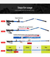Bastón de Trekking plegable portátil para exteriores, bastón de senderismo para acampar de 5 secciones, telescópico nórdico para ancianos - details 17