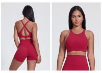SHINBENE-Sujetador deportivo de cuello alto para entrenamiento, sostén con relleno cruzado en la espalda, ideal para Yoga - details 6