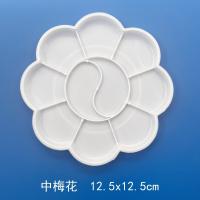 Paleta de pintura de flor de ciruelo de plástico blanco para niños, pies de paleta de acuarela acrílica - details 4