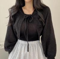 2025 cárdigan blanco Kawaii para mujer, camisa fina que combina con todo, informal, coreana, con cordones, novedad de verano - details 6