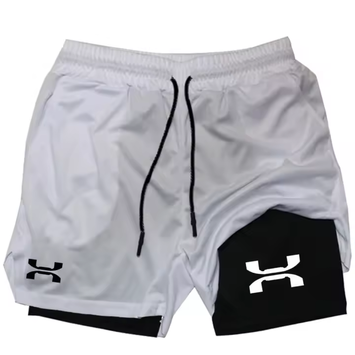 Pantalones cortos para correr para hombre, shorts 2 en 1 de secado rápido para gimnasio, entrenamiento, Fitness, trotar, Verano - 1