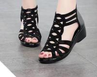 Sandalias planas romanas de PU para mujer, zapatos de playa de talla grande, fondo suave, negro y dorado, 42, 41, 40, 39 - details 3