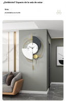 Reloj de Pared Dorado Reloj de Salón Grande Redondo 3D Reloj de Metal Silencioso Geométrico con Escala - details 8