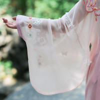 Conjunto rosa Hanfu para niña, horquilla de gama alta con hombro de nube bordado chino de estilo antiguo súper inmortal de la dinastía Ming para niña - details 6
