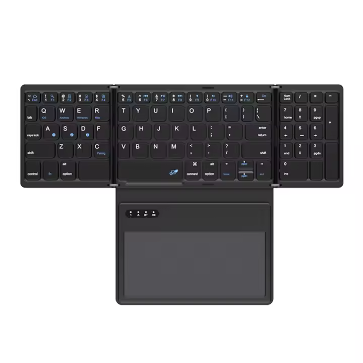 Teclado inalámbrico plegable con Bluetooth y panel táctil, teclado de bolsillo ultradelgado para IOS,Android, PC y tableta - 1