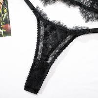 Conjunto de lencería Sexy de encaje Floral, corpiño, sujetador, conjuntos de bragas, ropa interior transparente sin forro, traje sexual de encaje con pestañas huecas - details 9