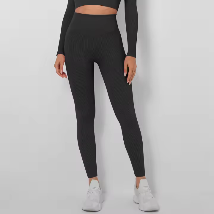 Pantalones de yoga deportivos de cintura alta para gimnasio, mallas sin costuras para mujer - 1