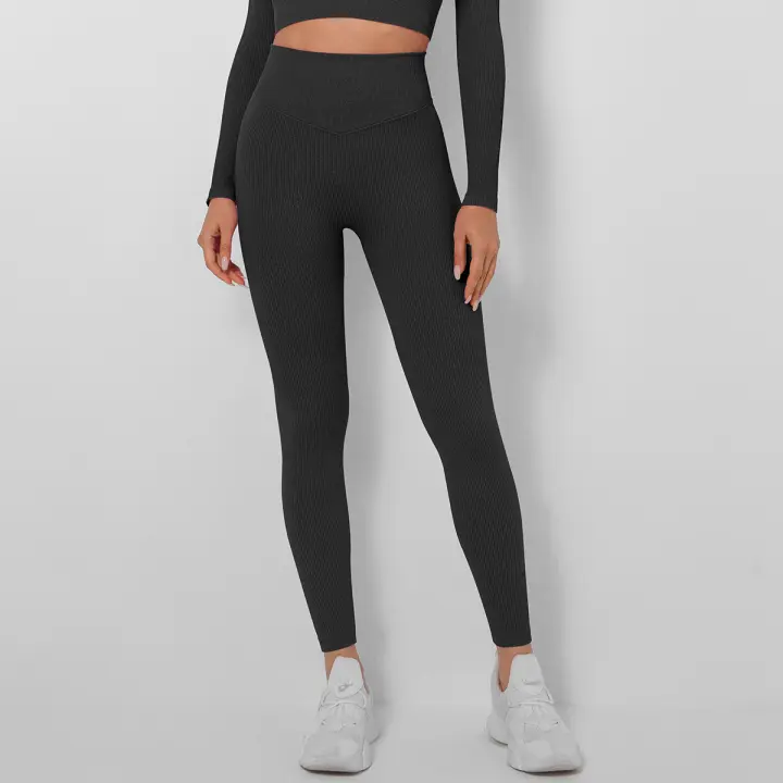 Pantalones de yoga deportivos de cintura alta para gimnasio, mallas sin costuras para mujer - 1