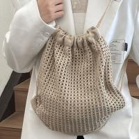 Bolso de hombro tejido de Color sólido, mochila de ganchillo bohemia de estilo perezoso de gran capacidad, versátil - details 2